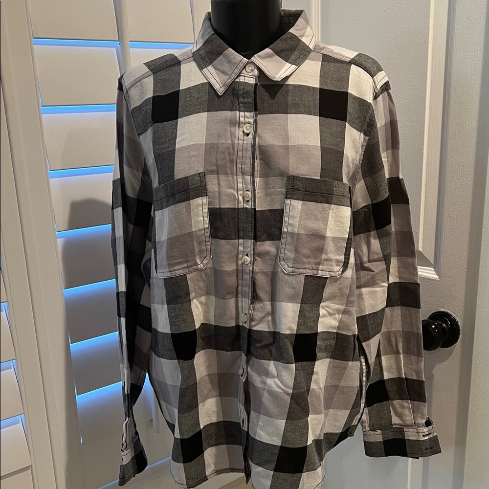 Black & White Check Button-Down Shirt